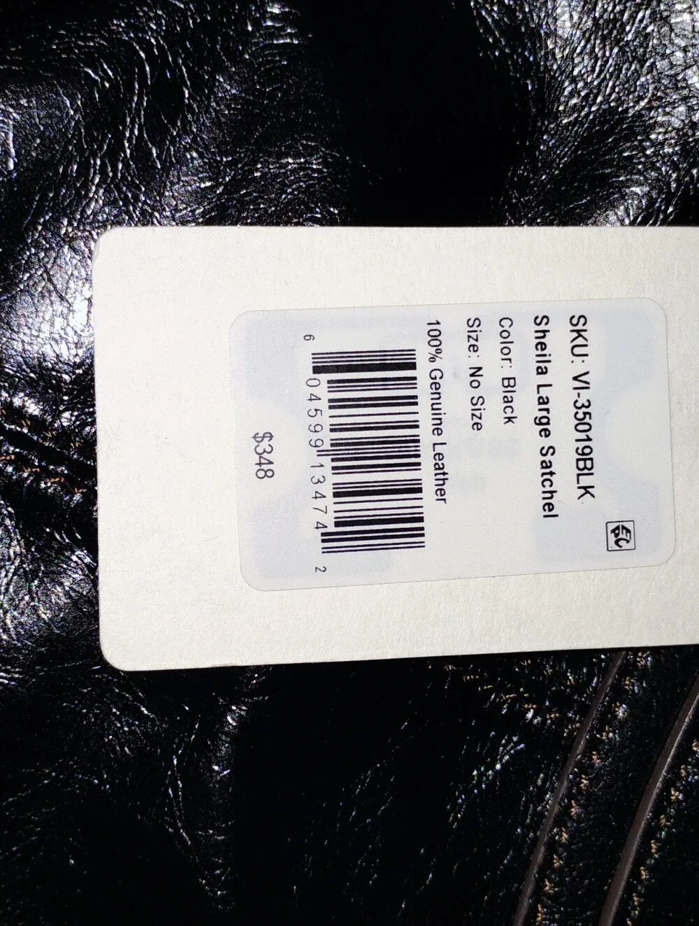 NWT Hobo Sheila Large Satchel - Polished Black